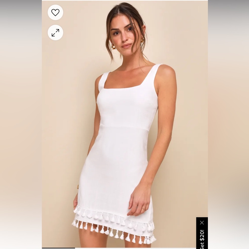 Lulu’s Feel The Sunshine White Tassel Mini Dress - NWOT